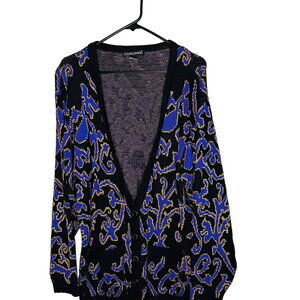 Vintage Counterparts Black & Purple Funky Button Front Cardigan Size Large